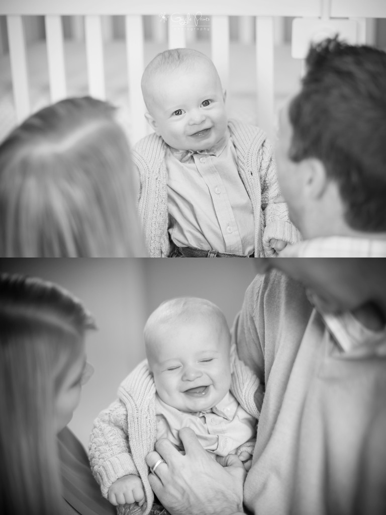 6 Month Baby Boy Atlanta Children Photography black and white giggles