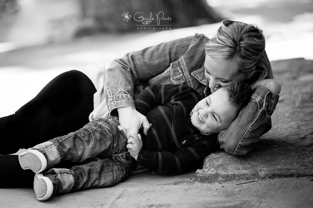 Atlanta Family Photographer - GigglePrints - Mother Son laughing laying