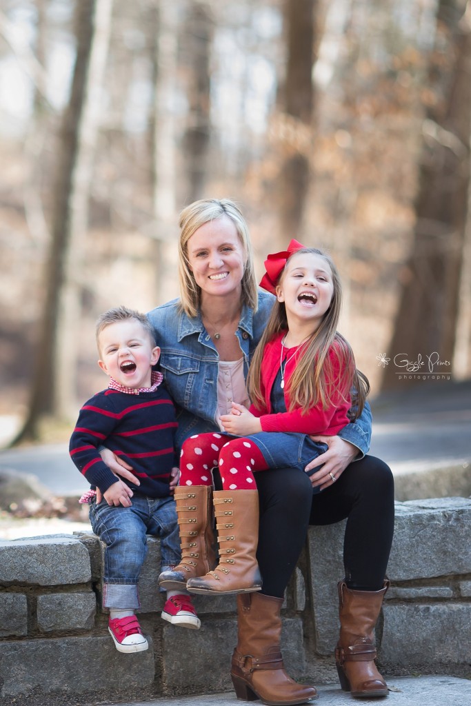 Atlanta Family Photographer - GigglePrints - family laughs joy stone wall
